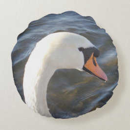 White Swan Round Pillow Rond Kussen