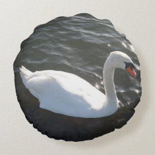 White Swan Round Pillow Rond Kussen
