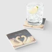 White Swan Stone Onderzetter (Zijkant)