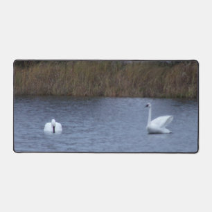 White Swans Desk Mat