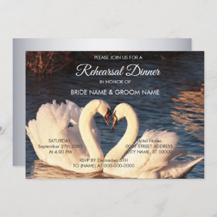 White Swans Rehearings Dinner Invitation Kaart
