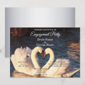 White Swans Verloving Invitation Kaart (Voorkant / Achterkant)