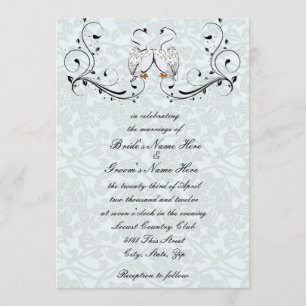 White Swans Wedding Invitation Kaart