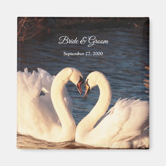 White Swans Wedding Magnet Magneet (Voorkant)