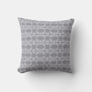 White Swirl Vector Pattern on Light Grey Kussen