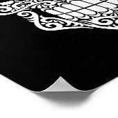 White Swirling Sugar Skull on Black Poster (Hoek)