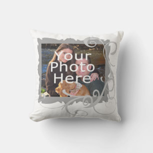 White Swirly Custom Photo Lijst Cushion Kussen
