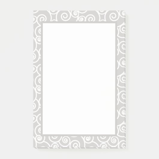 White Swirly Wave Pattern on Soft Grey Post-it® Notes (Voorkant)