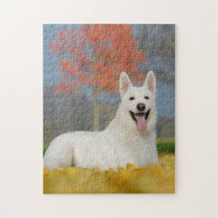 White Swiss Shepherd Dog Photo - Cute Furry Friend Legpuzzel