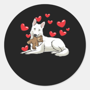 White Swiss Shepherd Gift Ronde Sticker