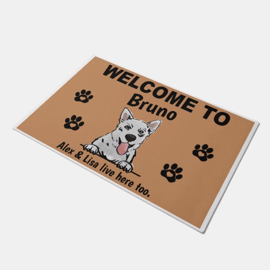 White Swiss Shepherd Welcome Personalized Custom Deurmat (Schuin)