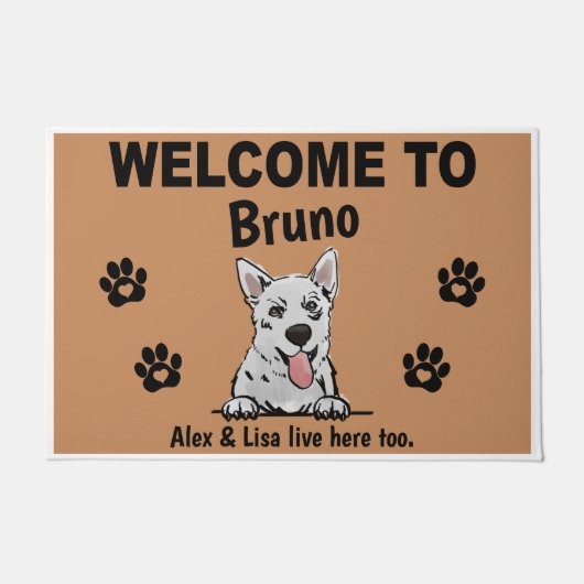 White Swiss Shepherd Welcome Personalized Custom Deurmat (Voorkant)