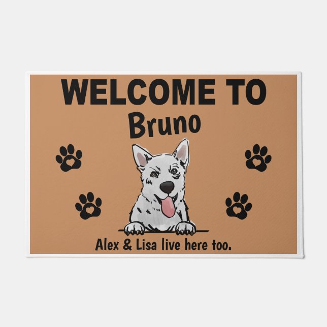 White Swiss Shepherd Welcome Personalized Custom Deurmat (Voorkant)