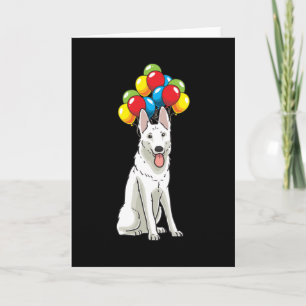 White Swiss Shepherd with Ballons Gift Kaart