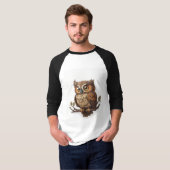 White t shirt with beautiful owl (Voorkant volledig)