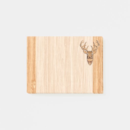 White Tail Buck Deer Head Wood Graanstijl Post-it® Notes (Voorkant)
