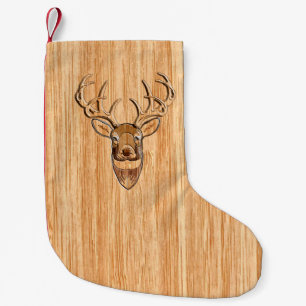 White Tail Deer Buck Wood Gray Style Design Kleine Kerstsok