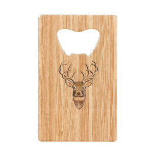 White Tail Deer Buck Wood Gray Style Design Kredietkaart Flessenopener