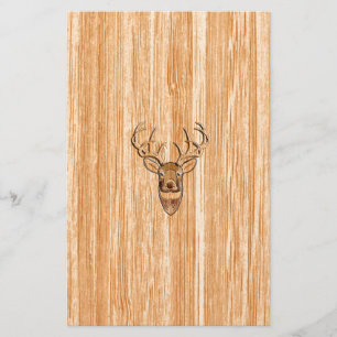 White Tail Deer Head Blond Wood Graanstijl Briefpapier