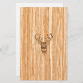 White Tail Deer Head Blond Wood Graanstijl Briefpapier (Voorkant / Achterkant)