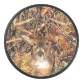 White Tail Deer Head Herfst Energie gecentreerd op Hockey Puck (Voorkant)