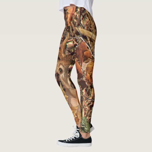 White Tail Deer Head Herfst Energie gecentreerd op Leggings (Links)
