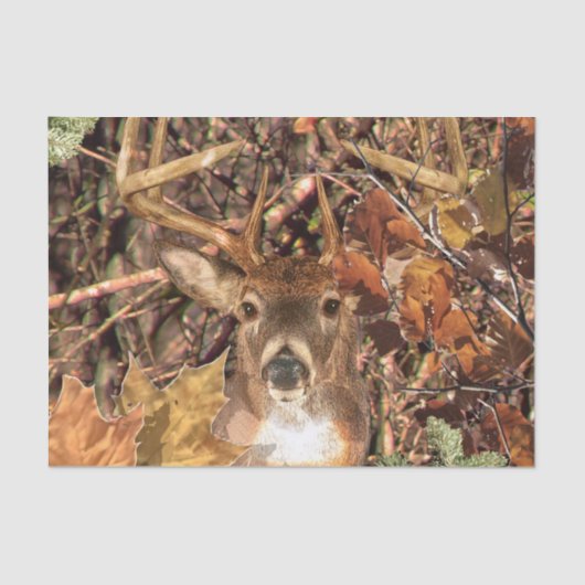 White Tail Deer Head Herfst Energie gecentreerd op Tissuepapier (Voorkant)