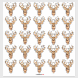 White Tail Deer Head-houtstijl Sticker