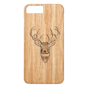 White Tail Deer Head Light Wood Graan Style iPhone 8 Plus / 7 Plus Hoesje