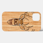 White Tail Deer Head Wood Graanstijl Case-Mate iPhone Case (Achterkant (horizontaal))
