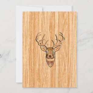 White Tail Deer Head Wood Grain Achtergrond