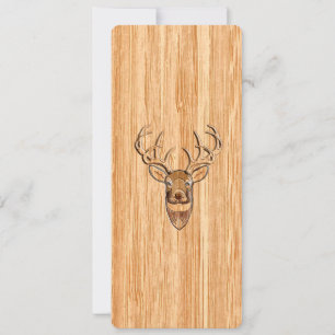 White Tail Deer Head Wood Grain Background
