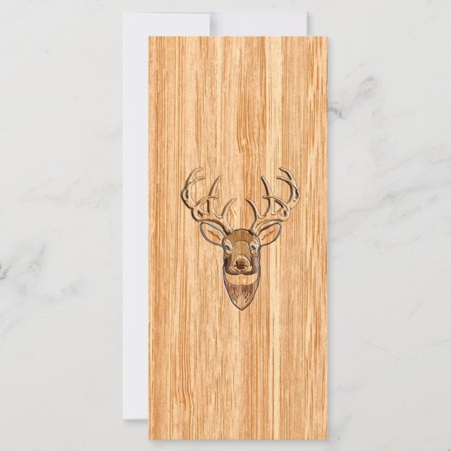 White Tail Deer Head Wood Grain Background (Voorkant)