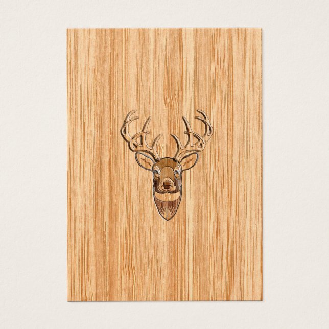 White Tail Deer Head Wood Grain Background (Devant)