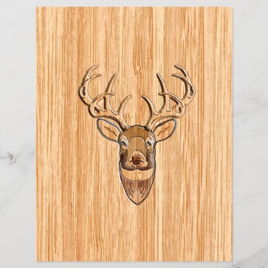 White Tail Deer Head Wood Grain Background Flyer (Voorkant)