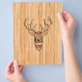 White Tail Deer Head Wood Grain Background Flyer (Hand)