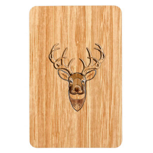 White Tail Deer Head Wood Grain Background Magneet