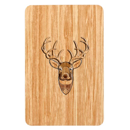 White Tail Deer Head Wood Grain Background Magneet (Verticaal)