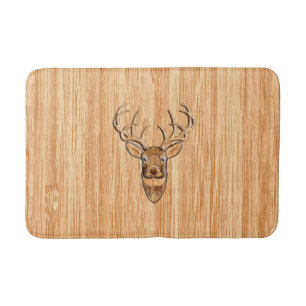 White Tail Deer Head Wood Gray Style Display Badmat