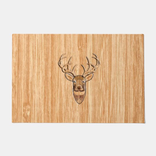 White Tail Deer Head Wood Gray Style Display Deurmat (Voorkant)