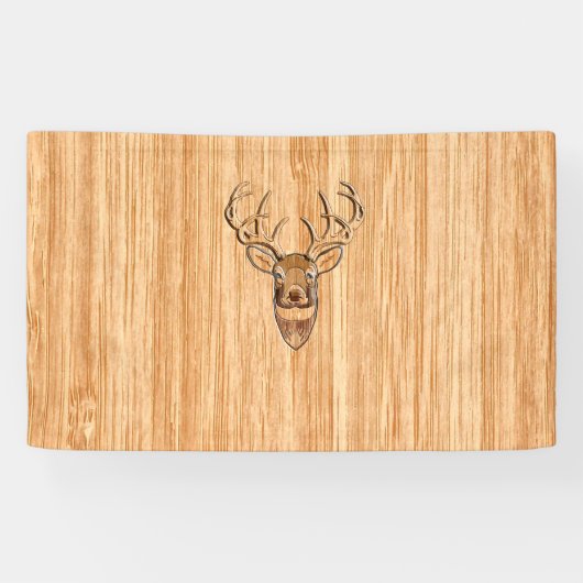 White Tail Deer Head Wood Gray Style Display Spandoek (Horizontaal)