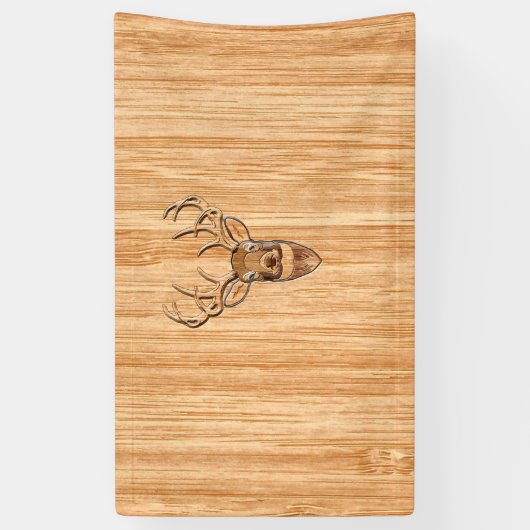White Tail Deer Head Wood Gray Style Display Spandoek (Verticaal)