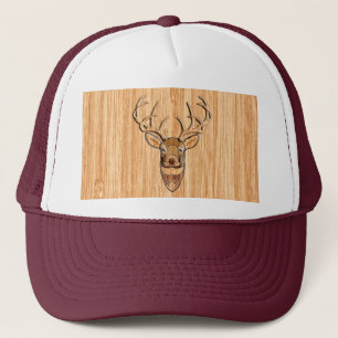White Tail Deer Head Wood Gray Style Display Trucker Pet