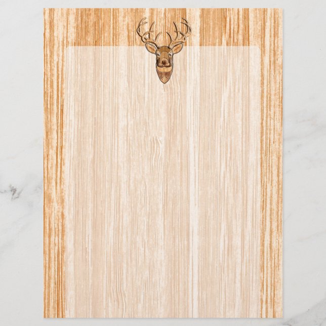 White Tail Deer Head Wood Inlay Grain Style Decor (Voorkant)
