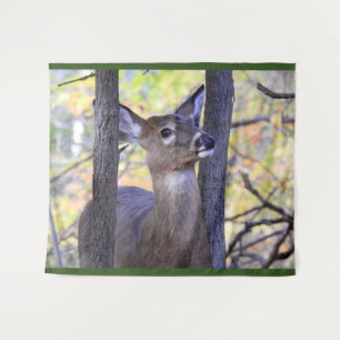 White Tail Deer in de bomen Wandkleed