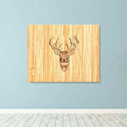 White Tail Deer Wood Grain Style Grafisch Canvas Afdruk (Insitu (Houten vloer))