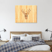 White Tail Deer Wood Grain Style Grafisch Canvas Afdruk (Insitu (Slaapkamer))