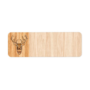 White Tail Deer Wood Grain Style Grafisch Etiket