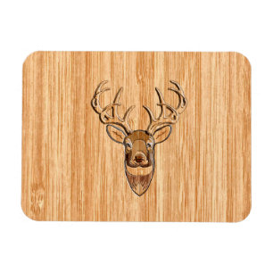 White Tail Deer Wood Grain Style Graphic Magneet