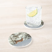 White Tailed Deer Zandsteen Onderzetter (Zijkant)